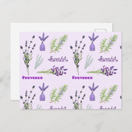Paarse lavendelbloemen en bosjes lavendel briefkaart (Voorkant / Achterkant)