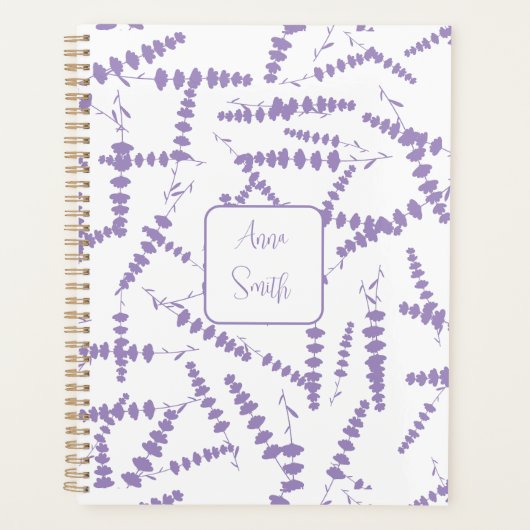 Paarse Lavendelbloemen _ Floral Pattern Script Planner (Voorkant)
