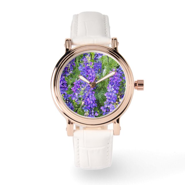 Paarse lavendelbloemen, horloge (Voorkant)
