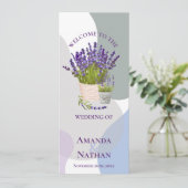  Paarse Lavendelbloemen huwelijksprogramma Kaart (Staand voorkant)