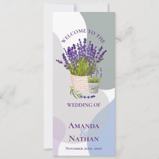 Paarse Lavendelbloemen huwelijksprogramma Kaart (Voorkant)