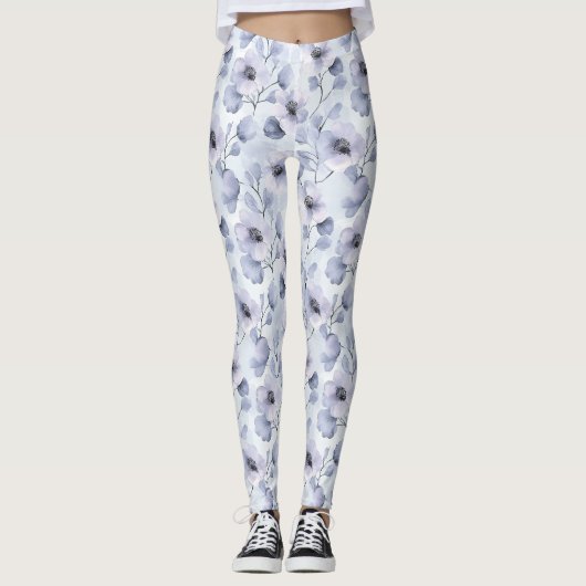 Paarse lavendelbloemen Leggings (Voorkant)