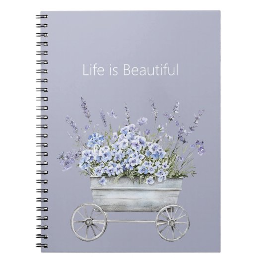Paarse lavendelbloemen notitieboek (Voorkant)