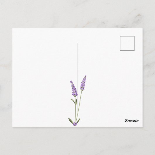 Paarse lavendelbloemen op hout Save the Date Briefkaart (Achterkant)