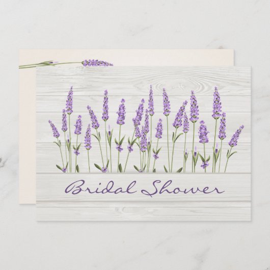 Paarse lavendelbloemen op houten Vrijgezellenfeest Kaart (Voorkant / Achterkant)