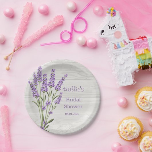Paarse lavendelbloemen op houten Vrijgezellenfeest Papieren Bordje (Feest)