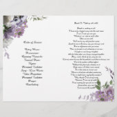 Paarse Lavendelbloemen Rouprogramma Flyer (Achterkant)