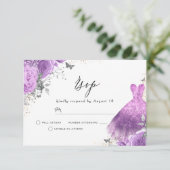 Paarse lavendelbloemen verjaardag bruiloft RSVP kaartje (Staand voorkant)