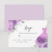 Paarse lavendelbloemen verjaardags bruiloft RSVP kaartje (Voorkant / Achterkant)
