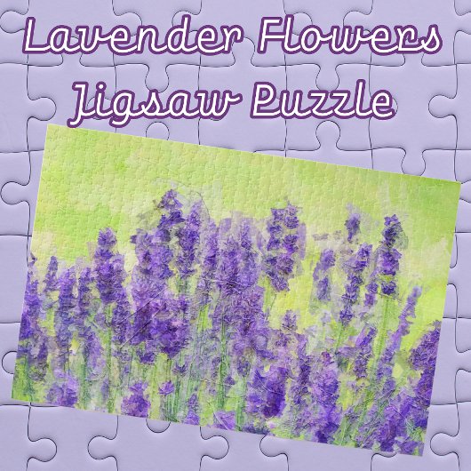 Paarse Lavendelbloemen Waterverf Bloemen Legpuzzel