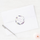 Paarse + lavendelbloemige ronde sticker (Envelop)