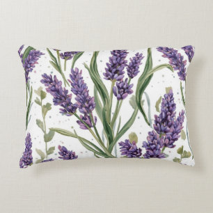 Paarse lavendelbloesems watercolor botanisch accent kussen