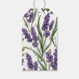 Paarse lavendelbloesems watercolor botanisch cadeaulabel
