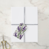Paarse lavendelbloesems watercolor botanisch cadeaulabel (Met Touw)