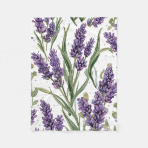 Paarse lavendelbloesems watercolor botanisch fleece deken