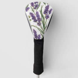 Paarse lavendelbloesems watercolor botanisch golfheadcover