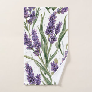 Paarse lavendelbloesems watercolor botanisch handdoek