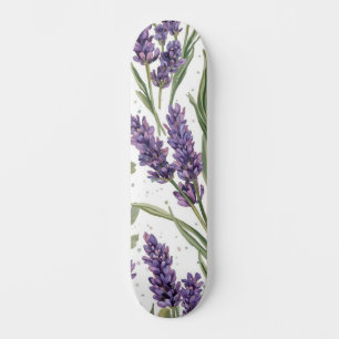 Paarse lavendelbloesems watercolor botanisch persoonlijk skateboard