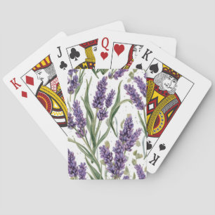Paarse lavendelbloesems watercolor botanisch pokerkaarten