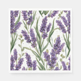 Paarse lavendelbloesems watercolor botanisch servet