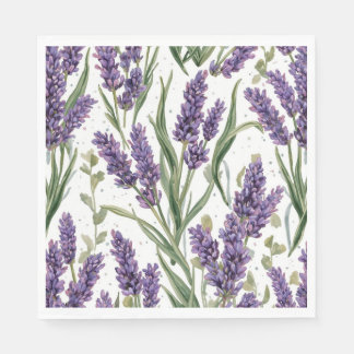Paarse lavendelbloesems watercolor botanisch servet