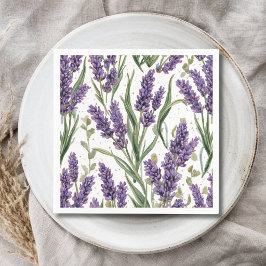 Paarse lavendelbloesems watercolor botanisch servet