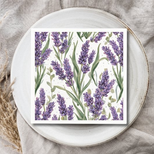 Paarse lavendelbloesems watercolor botanisch servet