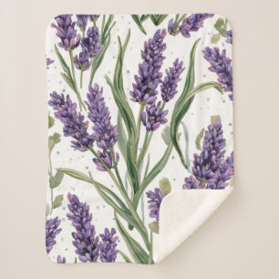Paarse lavendelbloesems watercolor botanisch sherpa deken