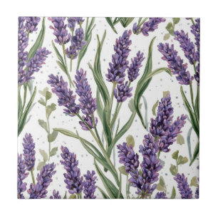 Paarse lavendelbloesems watercolor botanisch tegeltje