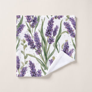 Paarse lavendelbloesems watercolor botanisch washandje
