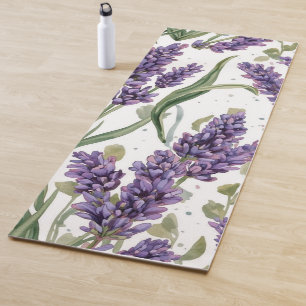 Paarse lavendelbloesems watercolor botanisch yogamat