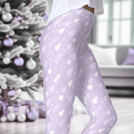 Paarse lavendelbomen winterkerst Leggings