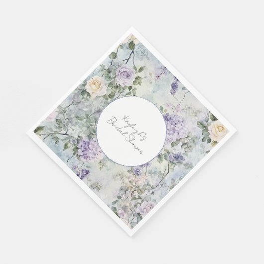 Paarse lavendelcrème roze bloem bruiloft servet (Hoek)