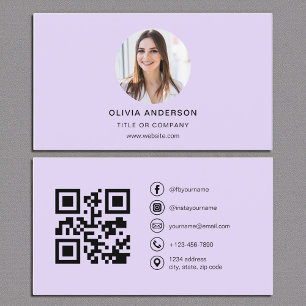 Paarse lavendelfoto met QR-code Visitekaartje