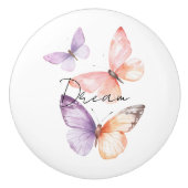 Paarse lavendelperzik vlinders droom keramische knop (Voorkant)