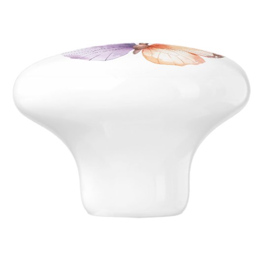 Paarse lavendelperzik vlinders droom keramische knop (Zijkant)