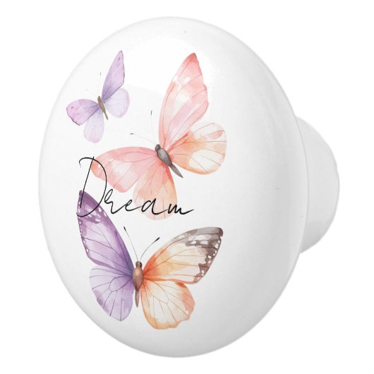 Paarse lavendelperzik vlinders droom keramische knop (Rechts)