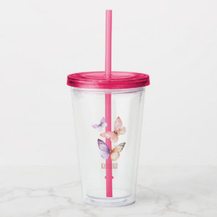Paarse lavendelperzikvlinders acryl drinkbeker