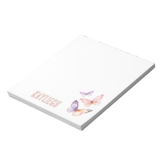 Paarse lavendelperzikvlinders notitieblok (Linkerzijde)