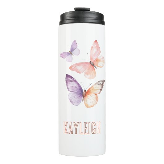 Paarse lavendelperzikvlinders thermosbeker (Voorkant)