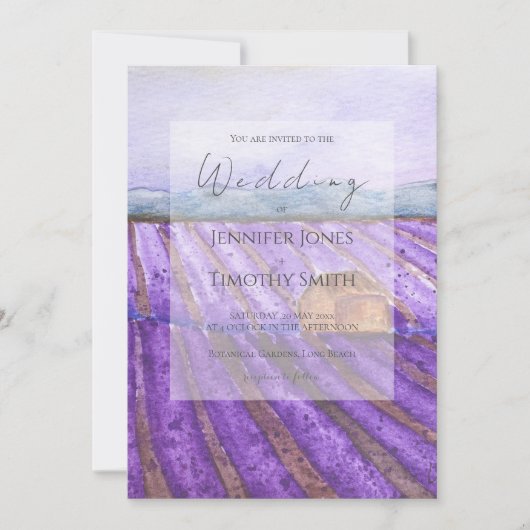 paarse lavendelveld aquarel kaart (Voorkant)