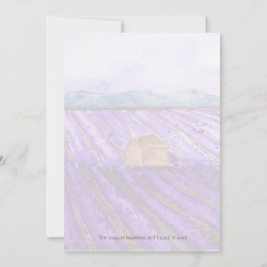 paarse lavendelveld aquarel kaart (Achterkant)