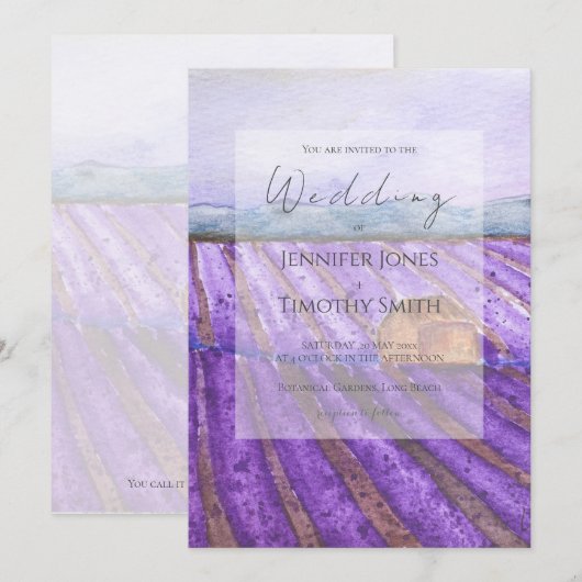 paarse lavendelveld aquarel kaart (Voorkant / Achterkant)