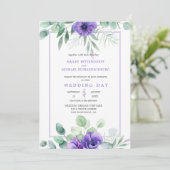 Paarse lavender Anemones en Greenery Border Kaart (Staand voorkant)