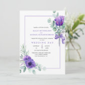 Paarse lavender Anemones en Greenery Lijst Kaart (Staand voorkant)