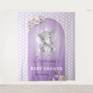 Paarse Lavender Baby Girl Elephant Showand Wandkleed