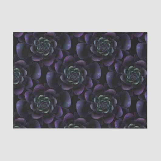 Paarse lavender Black Blauwgroen Floral Tissuepapier (Voorkant)