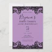 Paarse lavender Black Lace Dirty 30 Birthday Kaart (Voorkant)