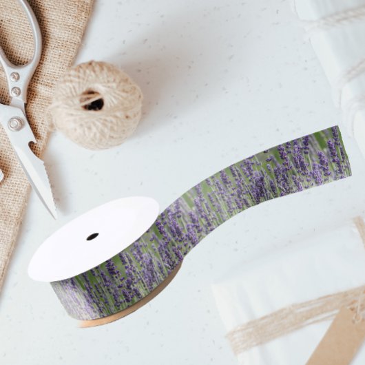 Paarse lavender Blooms Floral Satijnen Lint