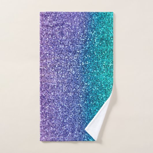 Paarse lavender en Blauwgroen Aqua Green Sparkly G Bad Handdoek (Handdoek)